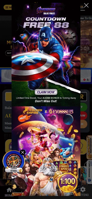 Golden Empire Casino home on a mobile device